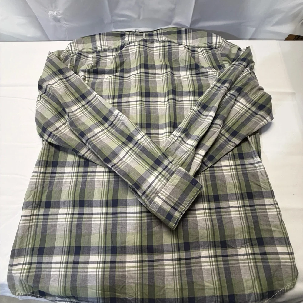 Banana Republic Men's Green and‎ Blue Plaid Shirt